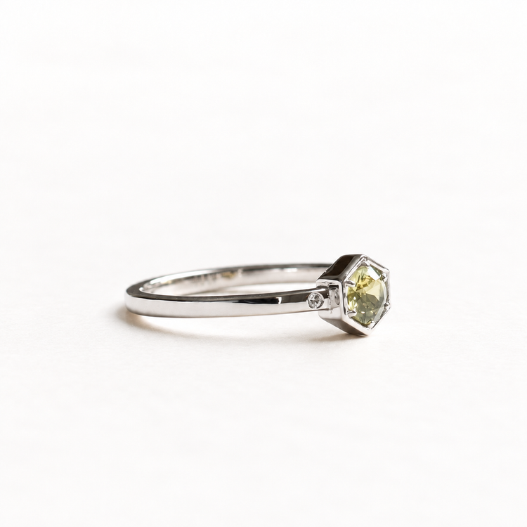 14K Parti Sapphire Hexagon Ring