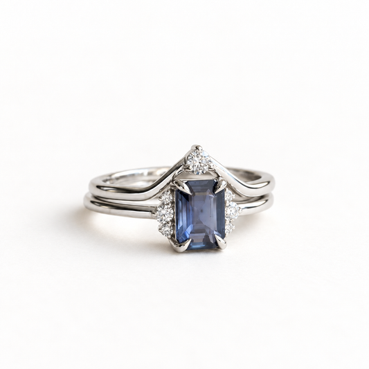 1 Carat Blue Sapphire Ring Set