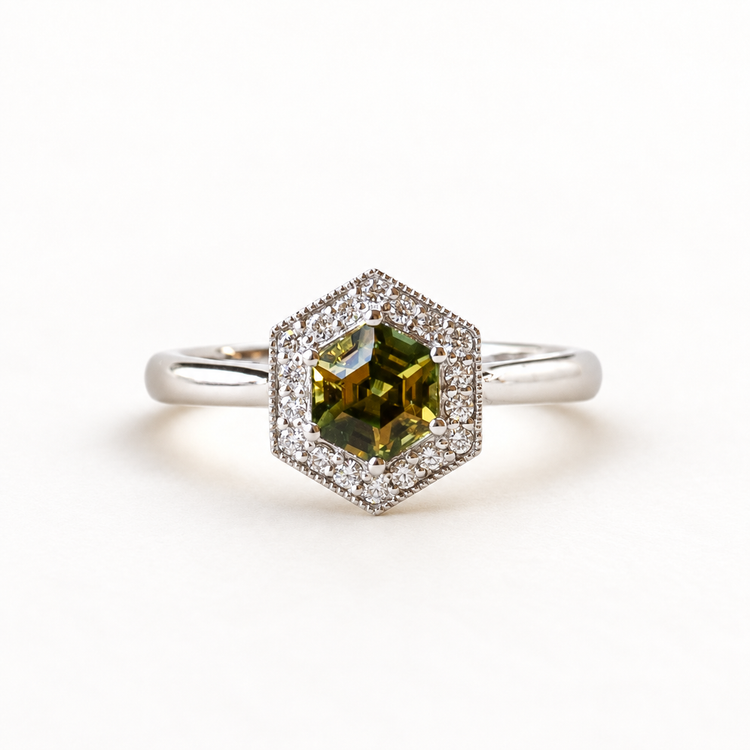 14K White Gold Australian Parti Sapphire Ring