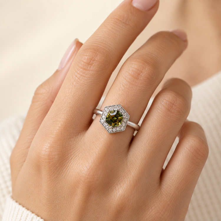 14K White Gold Australian Parti Sapphire Ring