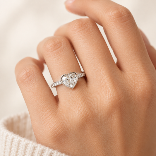 14K White Gold Lab IGI 1.5 Carat Diamond Heart Engagement Ring