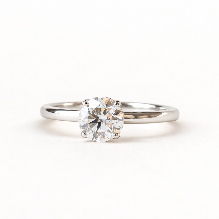 14K White Gold Solitaire 1.5 Carat Diamond Ring