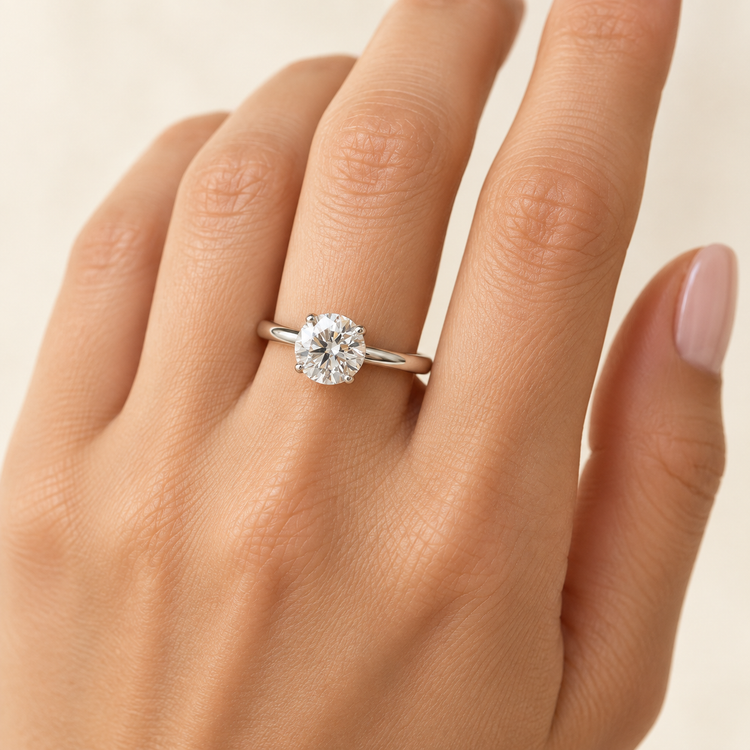 14K White Gold Solitaire 1.5 Carat Diamond Ring