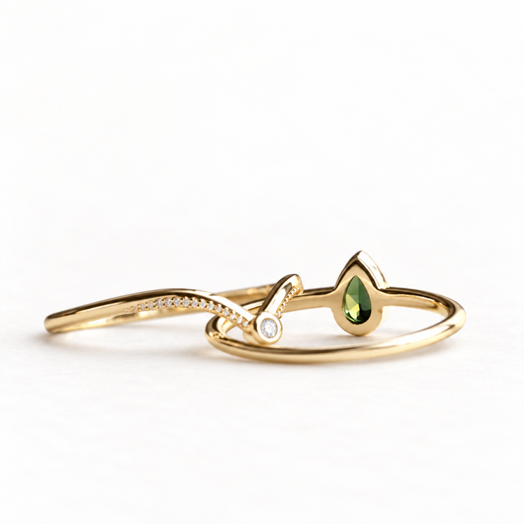 14K Tourmaline Ring Set