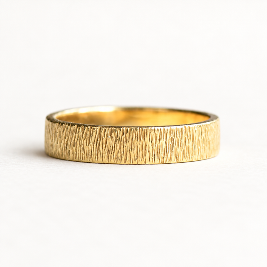 22K 4mm Tree Bark Band