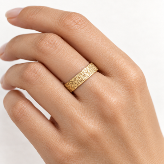 22K 4mm Tree Bark Band
