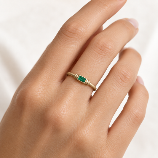 14k Emerald Baguette Ring