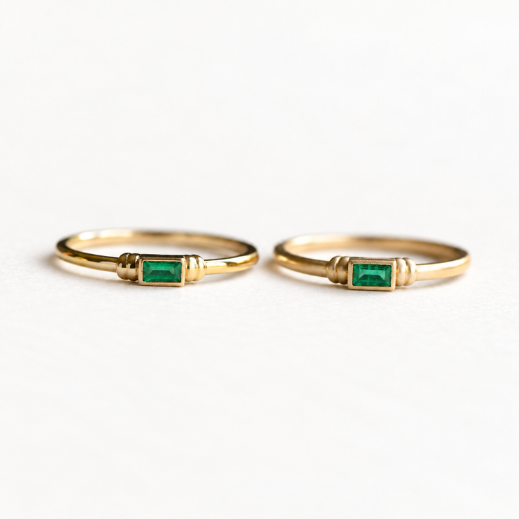 14k Emerald Baguette Ring