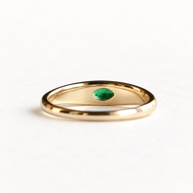 14K Marquise Emerald Signet Ring