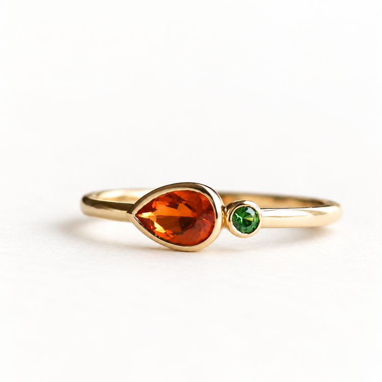 Fire Opal Toi et Moi Ring
