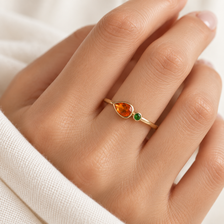 Fire Opal Toi et Moi Ring