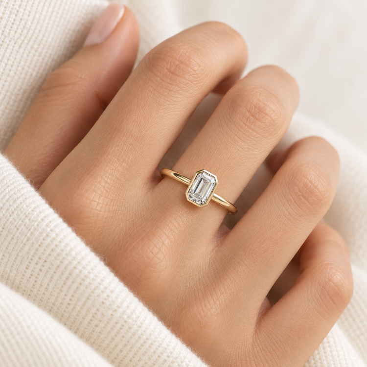 14k 0.5 Carat Emerald Cut Ring