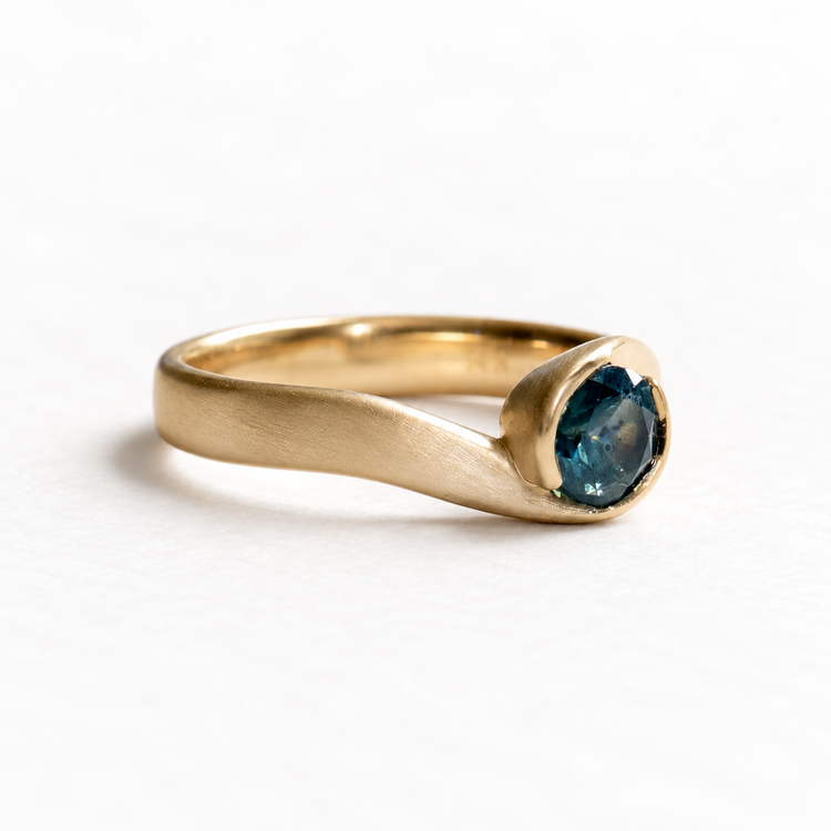 14K Teal Sapphire Ring