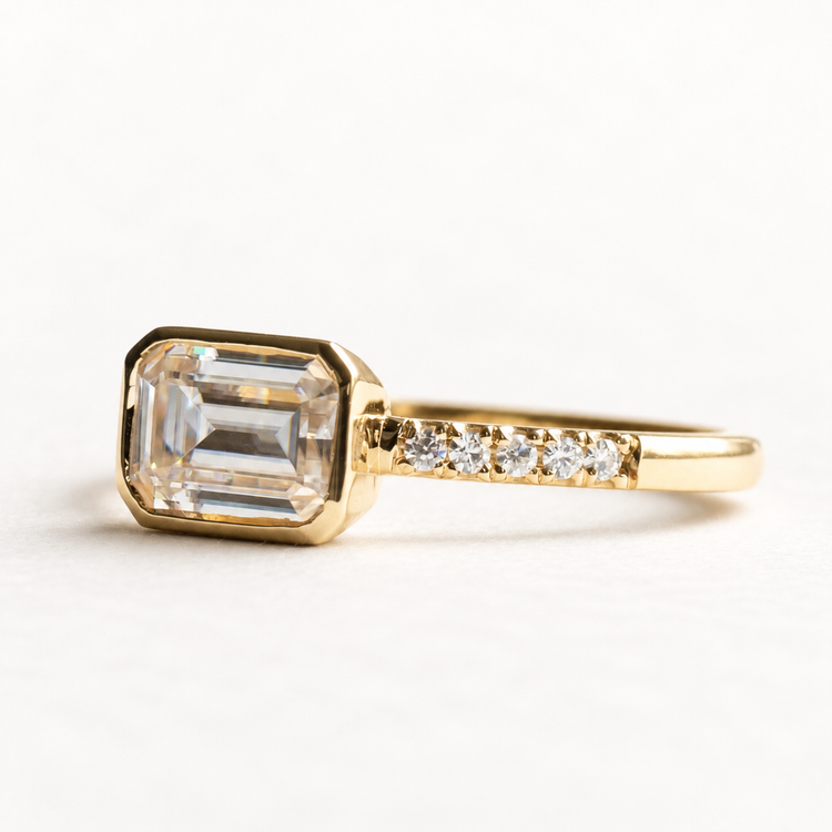 14K East West Moissanite Ring
