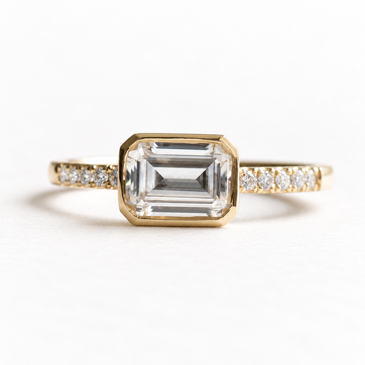 14K East West Moissanite Ring