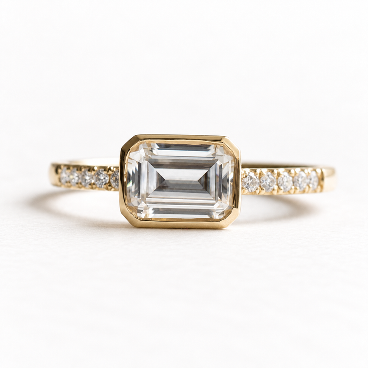 14K East West Moissanite Ring