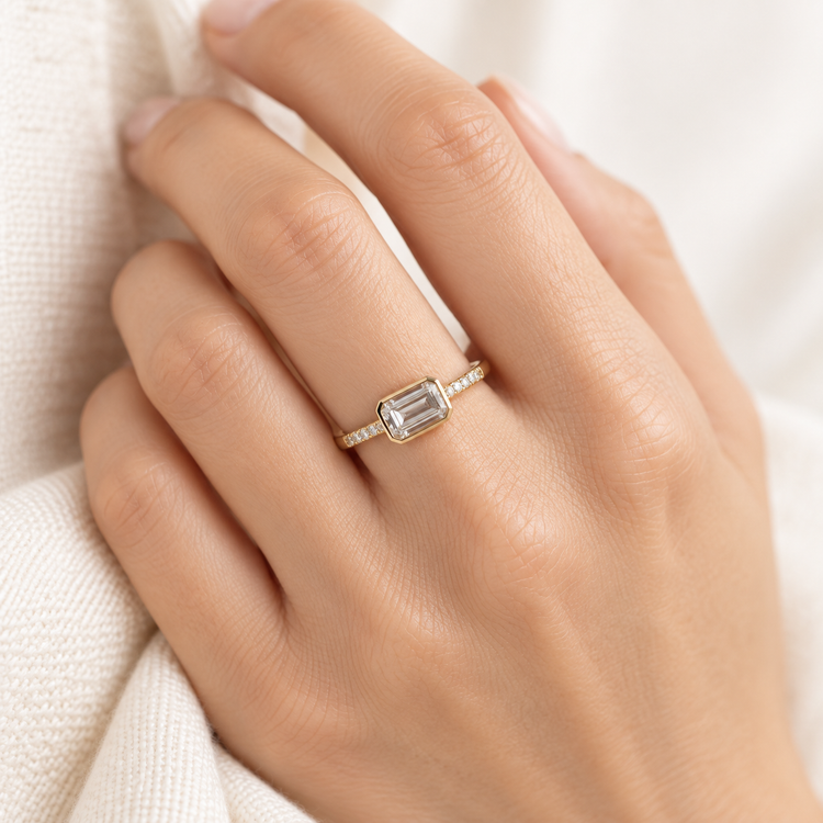 14K East West Moissanite Ring