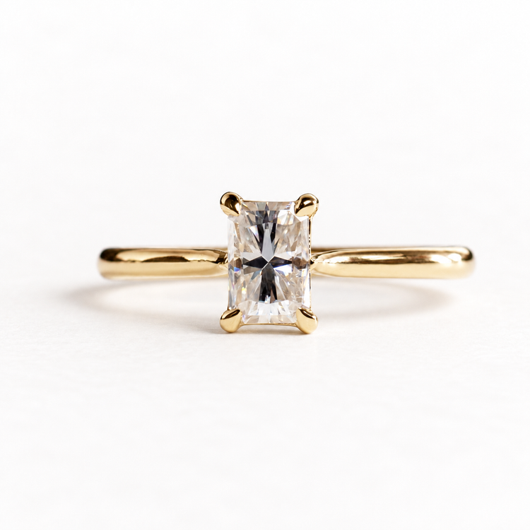 14k Moissanite Emerald Cut Ring Size 7