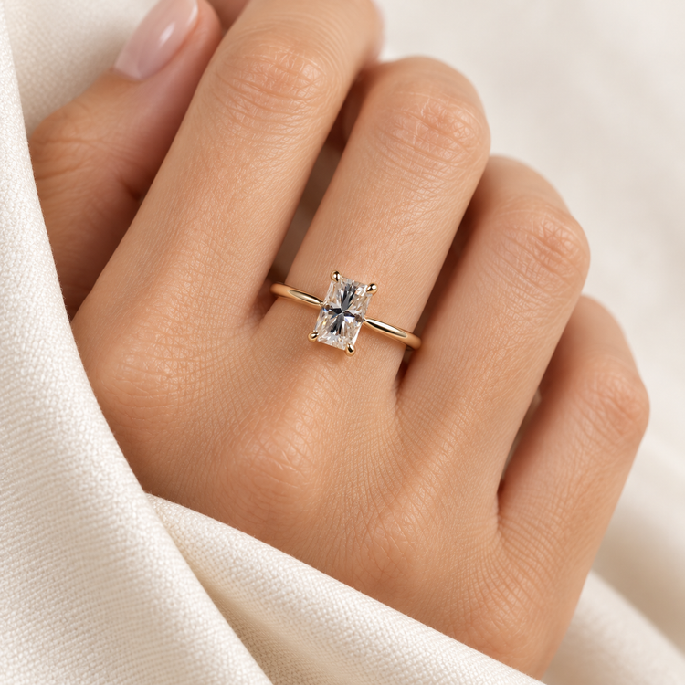 14k Moissanite Emerald Cut Ring Size 7