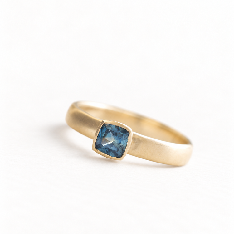 14K Montana Teal Sapphire Ring