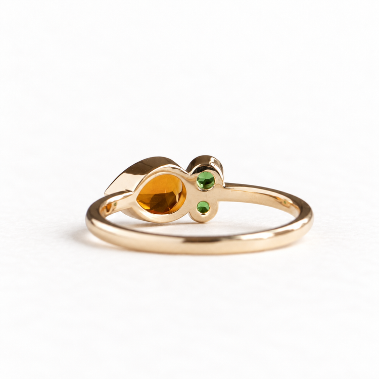 14K Mexican Fire Opal With Tsavorite Garnet