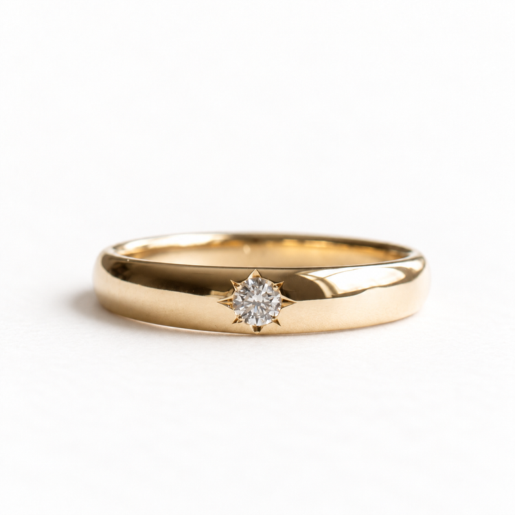 14k Diamond 4mm Band