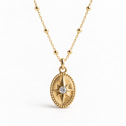 14k Starburst Diamond Necklace