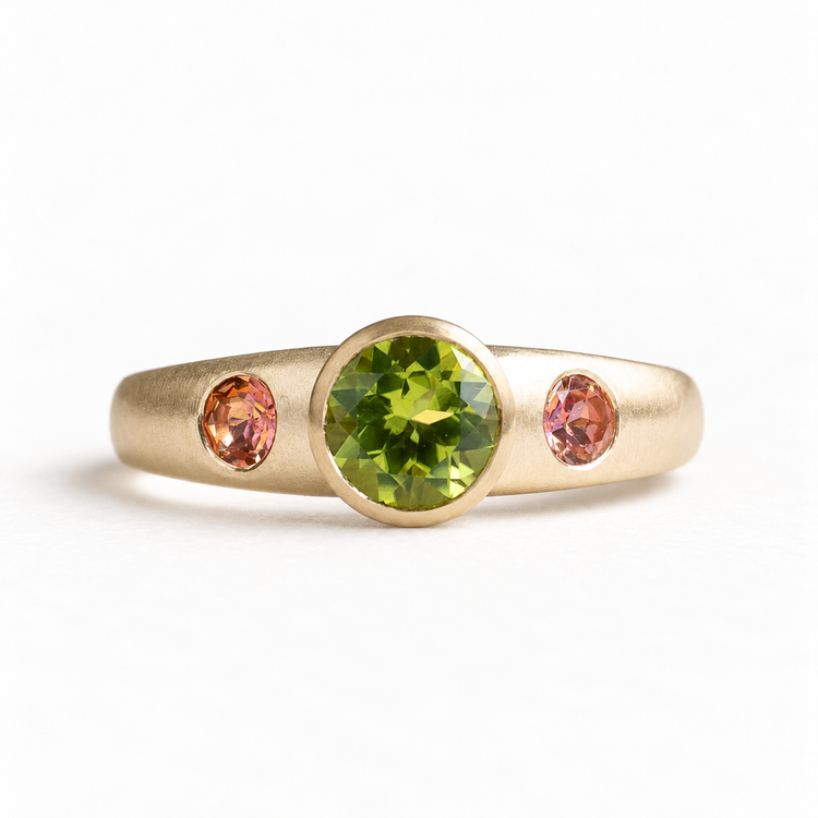 14K Peridot Topaz Ring