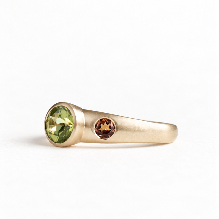 14K Peridot Topaz Ring