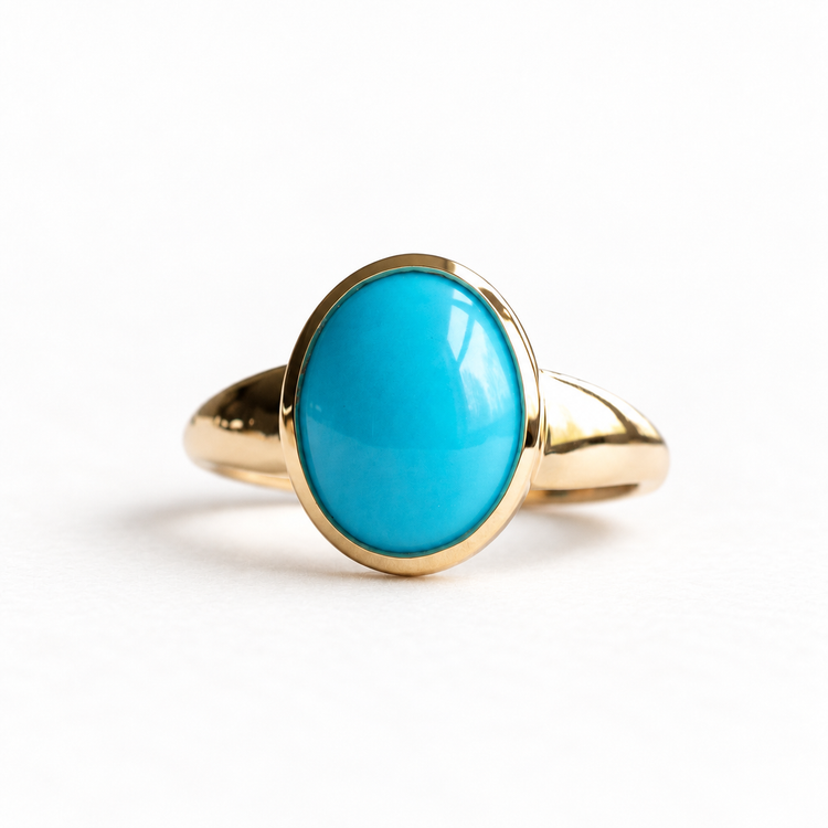 18K Oval Turquoise Ring