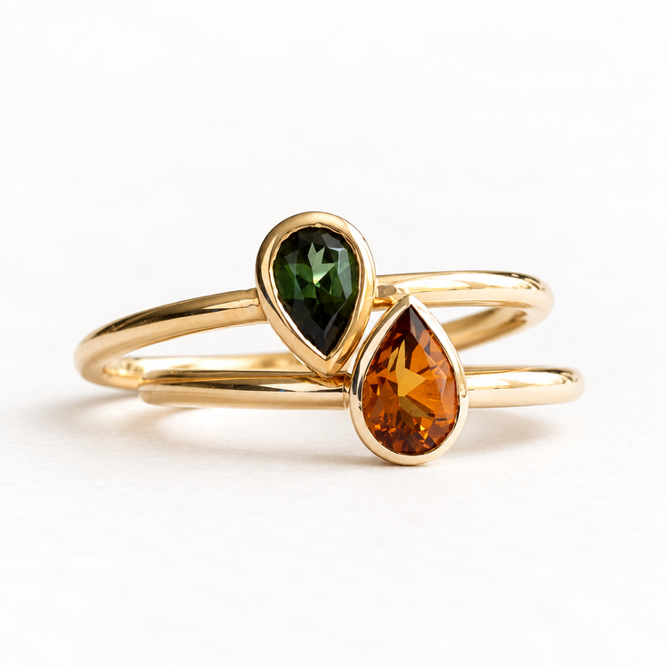 14K Citrine Pear Ring