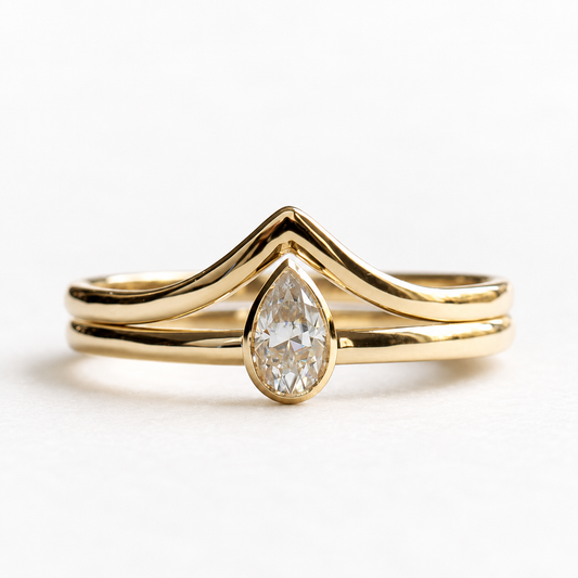 14K Teardrop Moissanite Ring