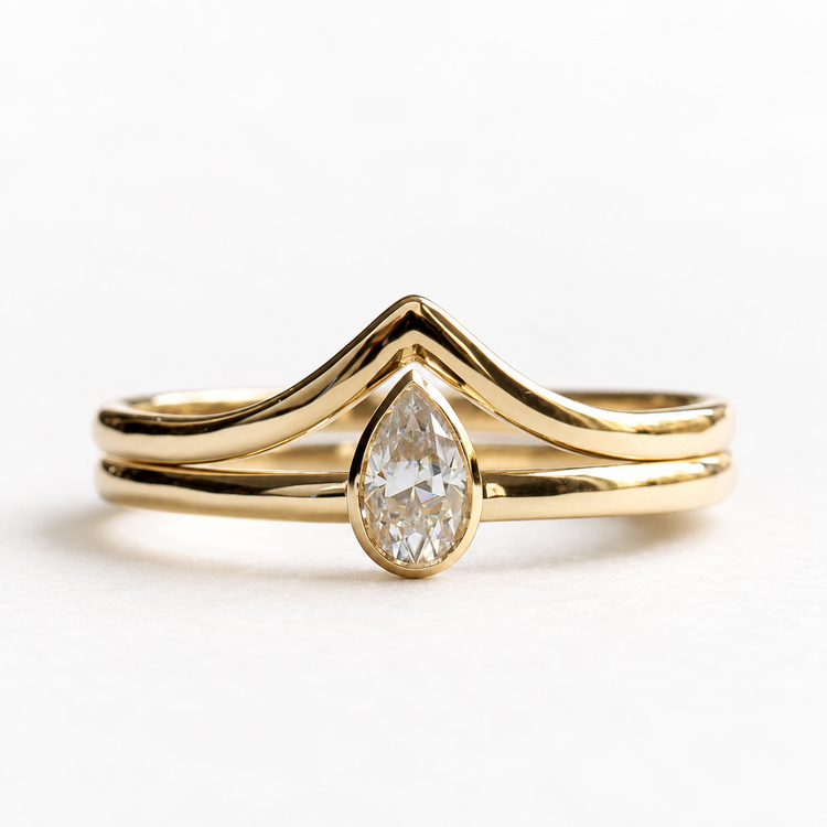 14K Teardrop Moissanite Ring