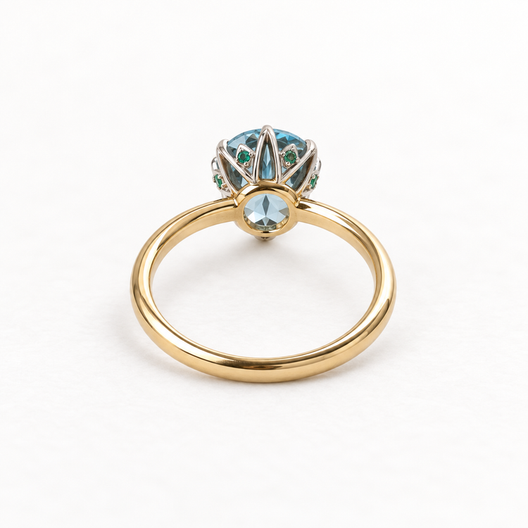 14K Aquamarine Engagement Ring