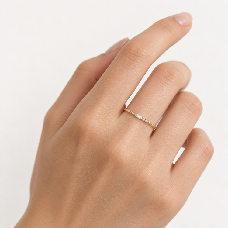 14K Baguette Stacking Ring