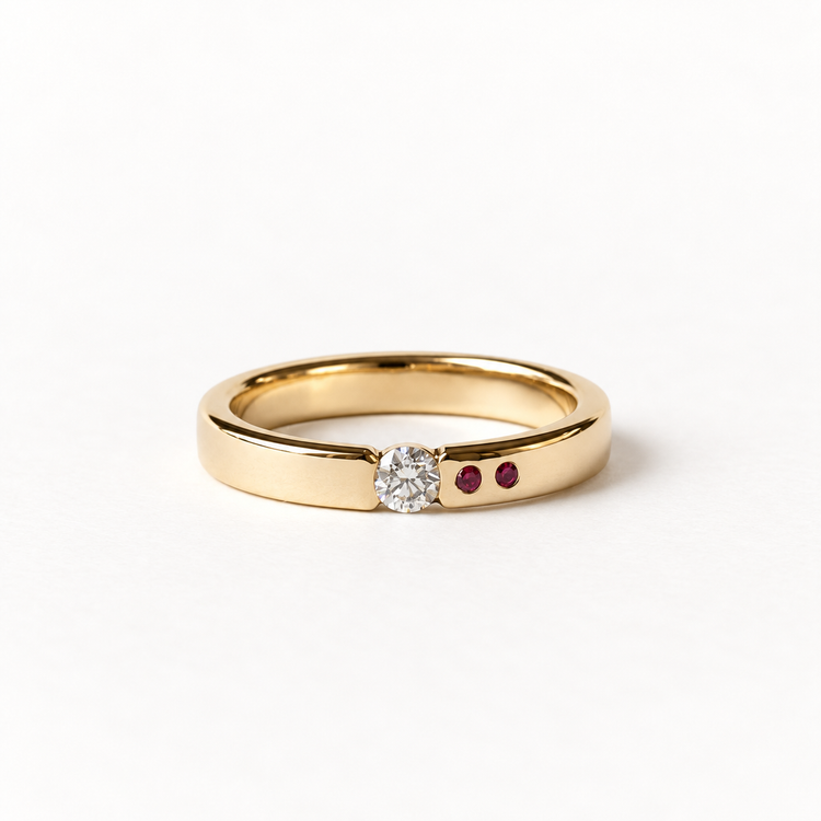 14K Diamond with Ruby Ring