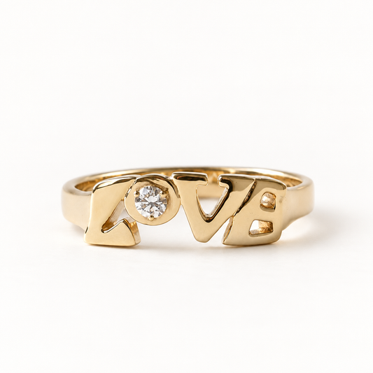 14K Chunky Birthstone Love Ring