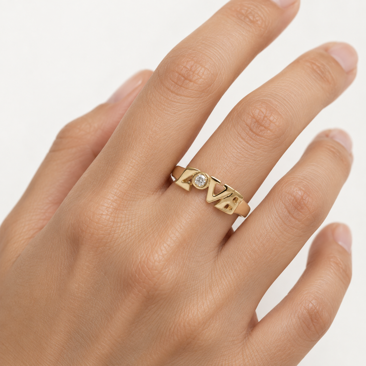 14K Chunky Birthstone Love Ring