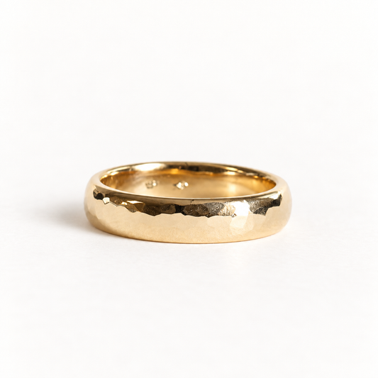 14K 5MM Comfort Fit Hammered Band