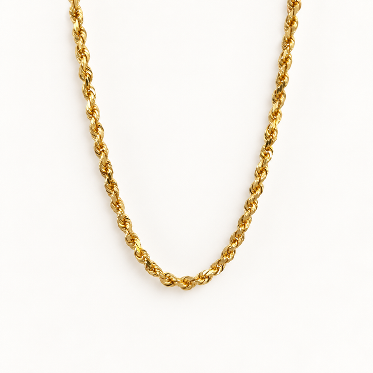 14K 5mm Diamond Cut Rope Chain