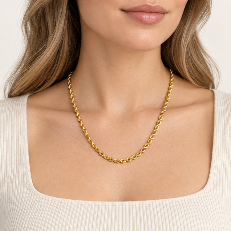 14K 5mm Diamond Cut Rope Chain