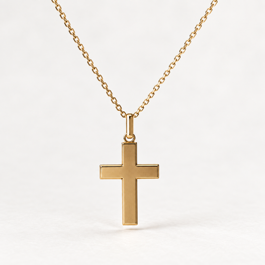 14K Yellow Gold Natural Diamond Cross Pendant (PENDANT ONLY)