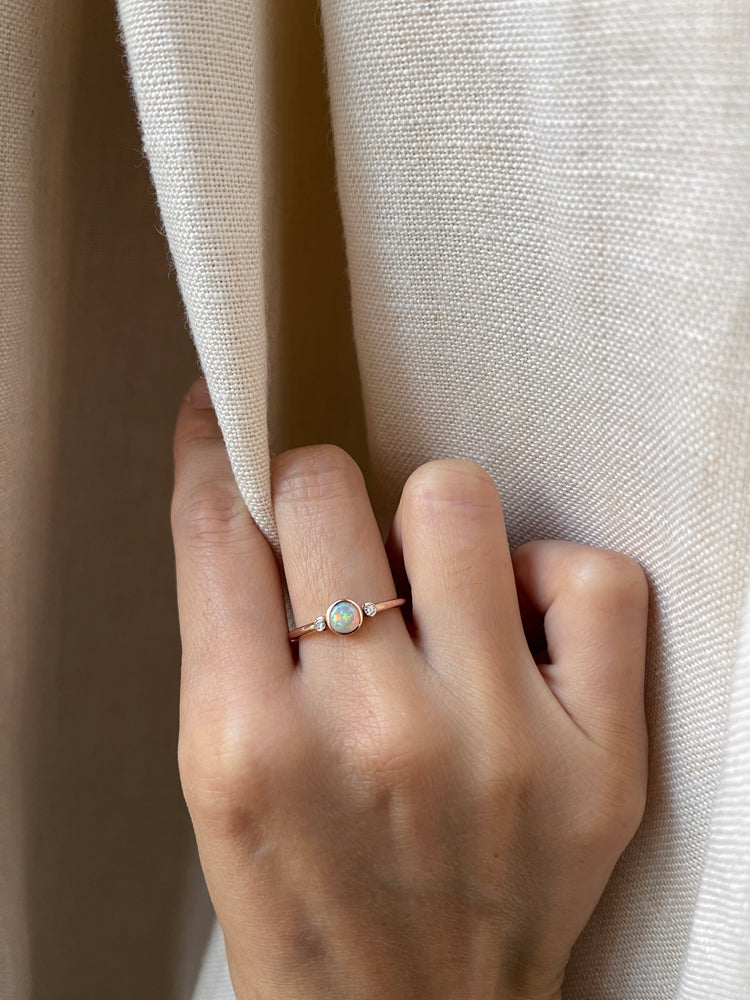 14K Opal Diamond Ring