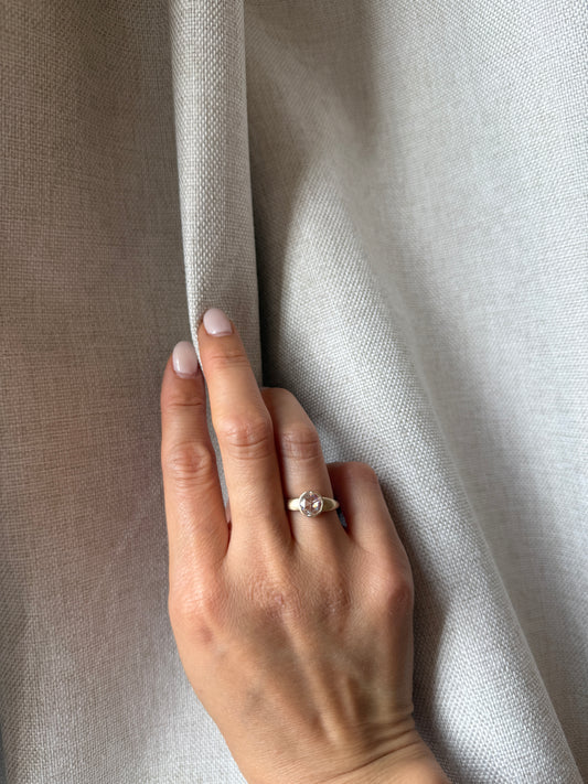 14K Yellow Gold Moissanite Ring Rose Cut Ring