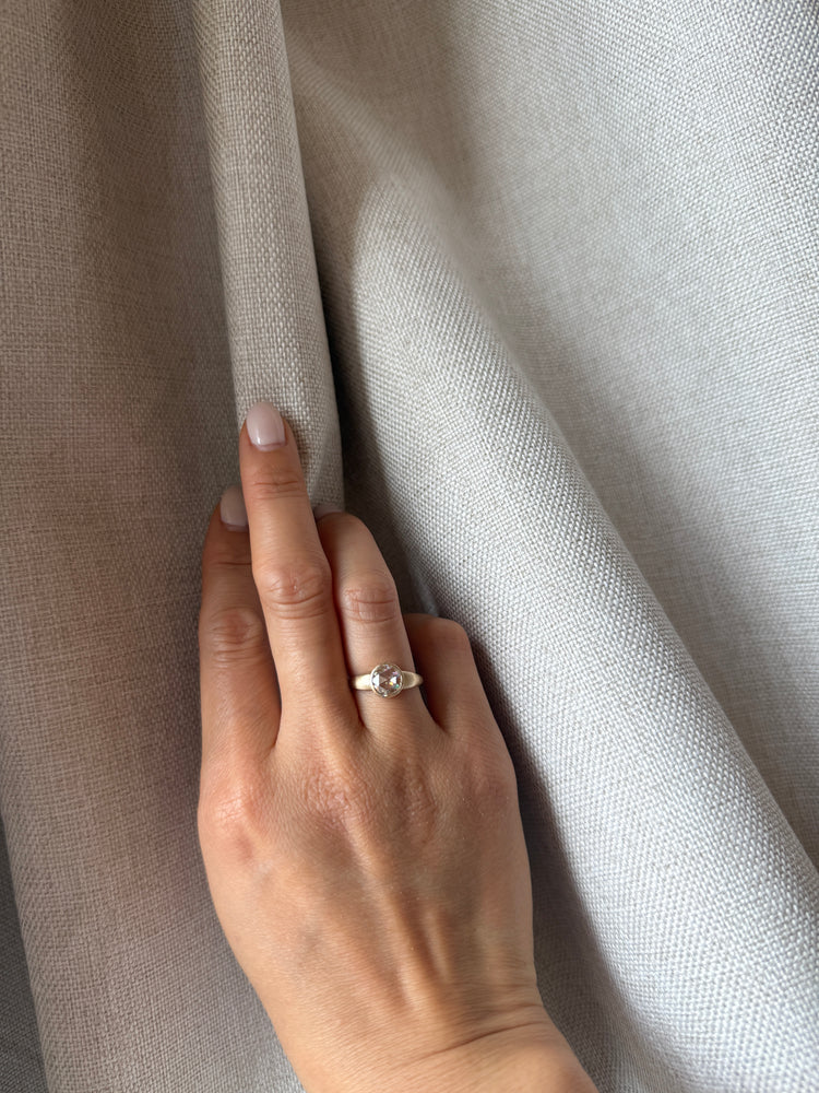 14K Yellow Gold Moissanite Ring Rose Cut Ring