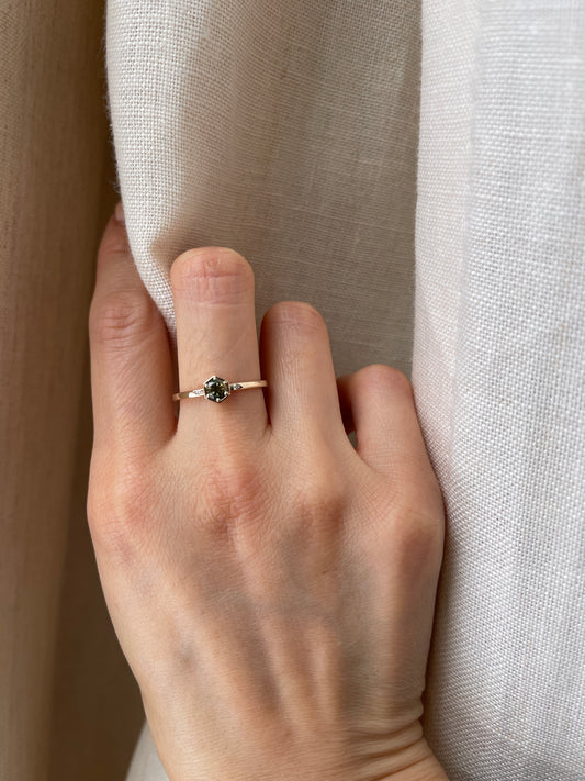 14K Parti Sapphire Hexagon Ring