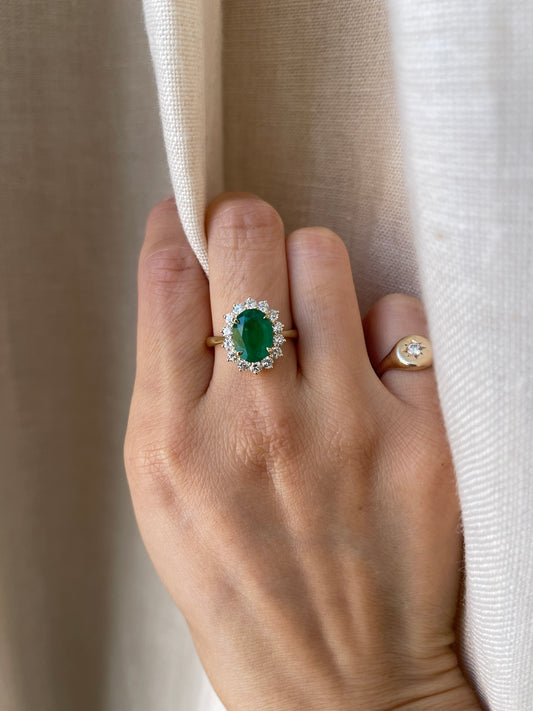 18K GIA 3.03 Carat Emerald Diamond Engagement Ring