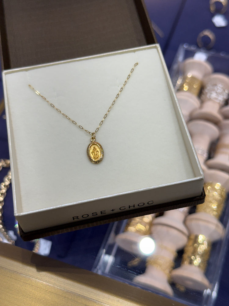 14K Gold Estate Oval Mary Pendant