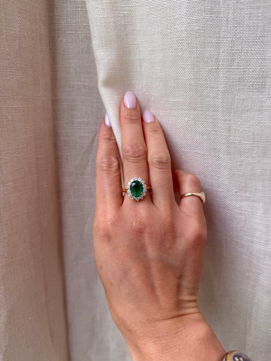 18K GIA 3.03 Carat Emerald Diamond Engagement Ring