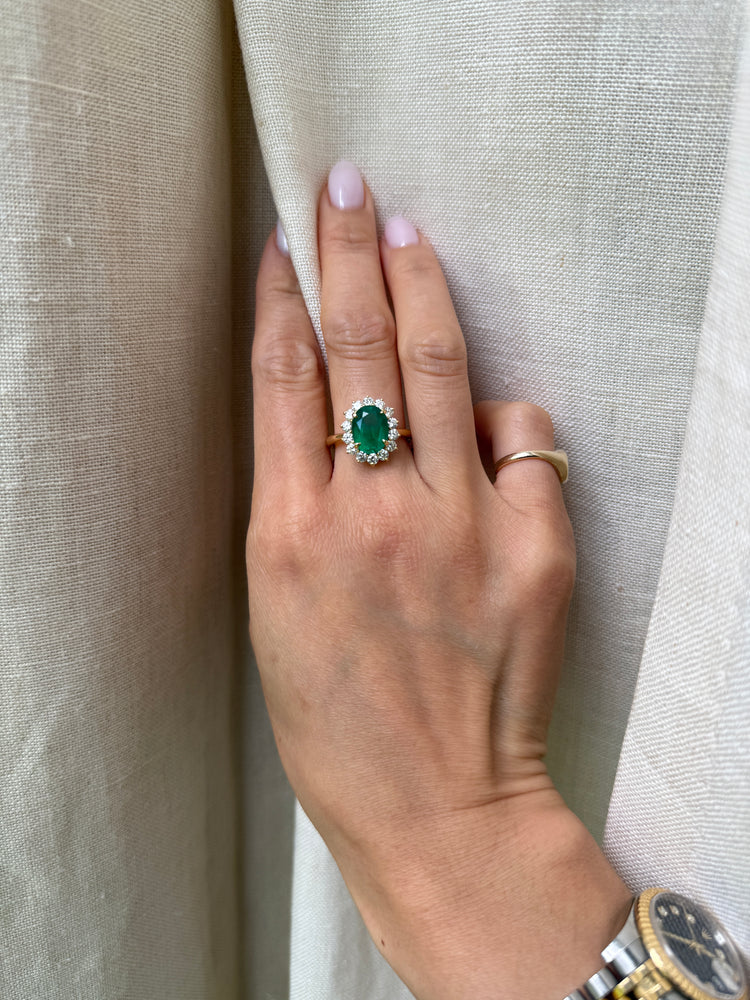 18K GIA 3.03 Carat Emerald Diamond Engagement Ring